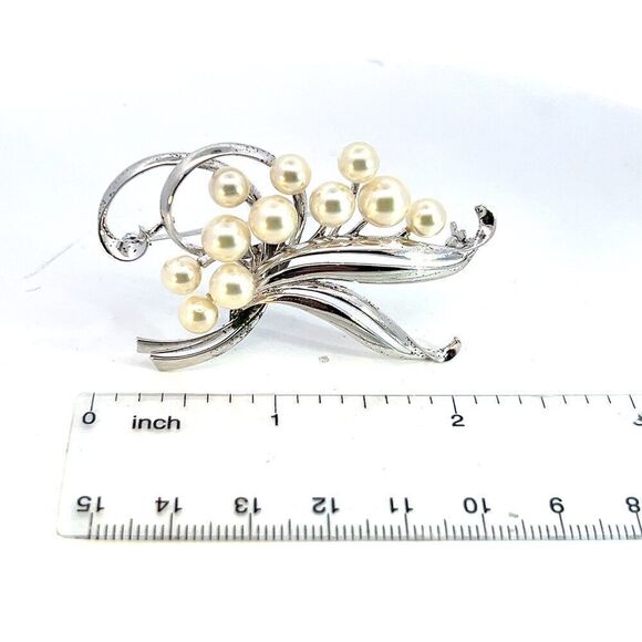 Mikimoto Estate Akoya Pearl Brooch 5.60-7.30 mm Silver M375 - Picture 8 of 8